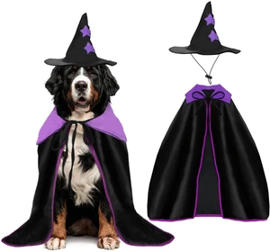 YUEPET Extra Large Dog Witch Costume Set, Halloween Cloak Hat for Big Dogs YUEPET Extra Large Dog Witch Costume Set, Halloween Cloak Hat for Big Dogs