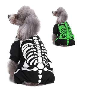 Wizland GID Halloween Skeleton Dog Costumes Pet Jumpsuit for Puppy Dog Cat Puppies Small Wizland GID Halloween Skeleton Dog Costumes Pet Jumpsuit for Puppy Dog Cat Puppies Small