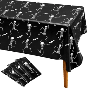 Iceyyyy 3 Packs Disposable Halloween Skeleton Tablecloth - 54" x 108" Plastic Waterproof Halloween Tablecover, Rectangular Halloweens Skeleton Table Cover for Ghost Themed Party Home Decor Iceyyyy 3 Packs Disposable Halloween Skeleton Tablecloth - 54" x 108" Plastic Waterproof Halloween Tablecover, Rectangular Halloweens Skeleton Table Cover for Ghost Themed Party Home Decor