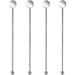 Cocktail Stirrers 8.66" - Silver Steel Swizzle Sticks, 4 Pack Cocktail Stirrers 8.66" - Silver Steel Swizzle Sticks, 4 Pack