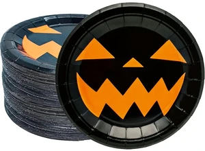 50Pcs Halloween Party Supplies Halloween Paper Plate 7Inch Pumpkin Plates Fall Pumpkin Monster Paper Plates for Haunted House Themed Black Orange Fall Birthday Party Decorations (Black) 50Pcs Halloween Party Supplies Halloween Paper Plate 7Inch Pumpkin Plates Fall Pumpkin Monster Paper Plates for Haunted House Themed Black Orange Fall Birthday Party Decorations (Black)