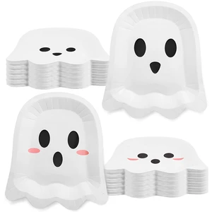 FOIMAS 50 Pcs Halloween Paper Plates, 9.84 Inch Cute Ghost Disposable Plates Spooky Boo Dessert Dinner Plate Tableware for Baby Shower Halloween Party Supplies Birthday Table Decor,White FOIMAS 50 Pcs Halloween Paper Plates, 9.84 Inch Cute Ghost Disposable Plates Spooky Boo Dessert Dinner Plate Tableware for Baby Shower Halloween Party Supplies Birthday Table Decor,White