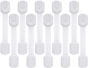Child Safety Cabinet Locks - (10 Pack) Baby Proofing Latches to Drawer Door Fridge Oven Toilet Seat Kitchen Cupboard Appliance Trash Can with 3M Adhesive - Adjustable Strap No Drill No Tool Child Safety Cabinet Locks - (10 Pack) Baby Proofing Latches to Drawer Door Fridge Oven Toilet Seat Kitchen Cupboard Appliance Trash Can with 3M Adhesive - Adjustable Strap No Drill No Tool