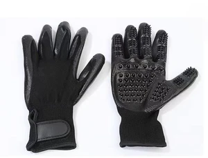 Pet Grooming Gloves for Dogs Cats Horses - Gentle Silicone Deshedding Brush Mitt - Hair Remover Tool for Bathing Massage - 1 Pair Black Pet Grooming Gloves for Dogs Cats Horses - Gentle Silicone Deshedding Brush Mitt - Hair Remover Tool for Bathing Massage - 1 Pair Black