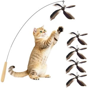 Cat Wand Toys Interactive for Indoor Cats, 4PC 4-Blade Feather Propeller Refills, 1PC Cat Wand (Classic Mocha Brown) Cat Wand Toys Interactive for Indoor Cats, 4PC 4-Blade Feather Propeller Refills, 1PC Cat Wand (Classic Mocha Brown)
