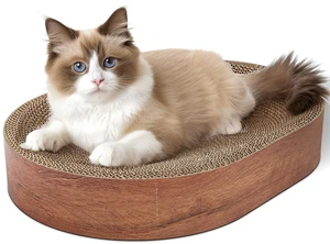 Cat Scratcher Bed, Oval Cardboard Scratching Board for Indoor Cats Cat Scratcher Bed, Oval Cardboard Scratching Board for Indoor Cats