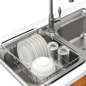 Expandable Dish Drying Rack, Rustproof Stainless Over Sink Dish Drainer Rack Basket Shelf, 304 Stainless Steel Metal Dish Drainer in Sink or On Counter Organizer Dish Dryer Rack for Inside Sink Expandable Dish Drying Rack, Rustproof Stainless Over Sink Dish Drainer Rack Basket Shelf, 304 Stainless Steel Metal Dish Drainer in Sink or On Counter Organizer Dish Dryer Rack for Inside Sink