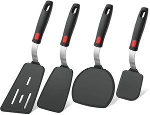 4Pcs Silicone Spatula Turner Set, Heat Resistant Silicone Spatula for Nonstick Cookware, BPA Free Kitchen Cooking Utensils Set, Flexible Spatula Turner for Flipping Eggs, Burger, Fish, Pancake 4Pcs Silicone Spatula Turner Set, Heat Resistant Silicone Spatula for Nonstick Cookware, BPA Free Kitchen Cooking Utensils Set, Flexible Spatula Turner for Flipping Eggs, Burger, Fish, Pancake