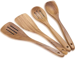 Wooden Spoons for Cooking, Acacia Wood Kitchen Utensils Set 4-Piece Wooden Spoons for Cooking, Acacia Wood Kitchen Utensils Set 4-Piece