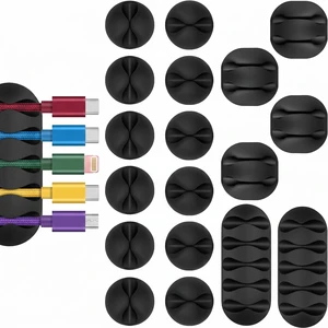 18PCS Adhesive Cable Clips, Black Cord Organizer Cable Holder for Phone Wires, Charging Cords, Mouse Cable and Desk Wire Management, Sticky Cable Clamp for Nightstand, Office and Desktop 18PCS Adhesive Cable Clips, Black Cord Organizer Cable Holder for Phone Wires, Charging Cords, Mouse Cable and Desk Wire Management, Sticky Cable Clamp for Nightstand, Office and Desktop