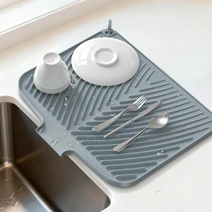 Dish Drying Mat for Kitchen Counter, Silicone Dish Drainers Pad, Non-Slip Under Sink Dish Drying Rack, Heat Resistant Small Stone Drying Board (17" x 14.5",Gray) Dish Drying Mat for Kitchen Counter, Silicone Dish Drainers Pad, Non-Slip Under Sink Dish Drying Rack, Heat Resistant Small Stone Drying Board (17" x 14.5",Gray)