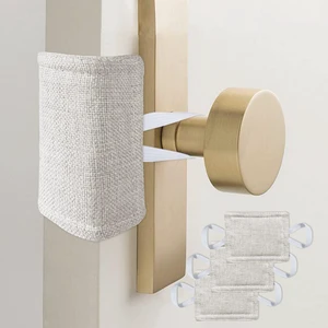 Silencer Quiet Door Closer Cushion, Padded Door Latch Cover for Nursery, Baby, Light Sleepers Noise Reduced Prevent from Locking for Toddler Safety - 4 x 3 inch, Natural Colored, Pack-3 Silencer Quiet Door Closer Cushion, Padded Door Latch Cover for Nursery, Baby, Light Sleepers Noise Reduced Prevent from Locking for Toddler Safety - 4 x 3 inch, Natural Colored, Pack-3