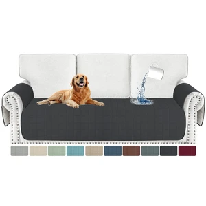Waterproof Couch Cover for Pets Dogs Washable, Quilted Sofa Seat Covers Washable for 3 Cushion Couch, Non-Slip Slipcover Furniture Protector with Side Pockets (Sofa, Black) Waterproof Couch Cover for Pets Dogs Washable, Quilted Sofa Seat Covers Washable for 3 Cushion Couch, Non-Slip Slipcover Furniture Protector with Side Pockets (Sofa, Black)