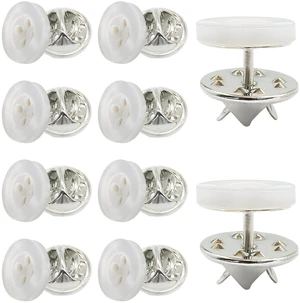 10 Set No Sewing Shirt Buttons, White | Detachable, 4-Hole Resin, Reusable Multi-Purpose, Adjustable Button Pins, For Clothes/DIY Crafts 10 Set No Sewing Shirt Buttons, White | Detachable, 4-Hole Resin, Reusable Multi-Purpose, Adjustable Button Pins, For Clothes/DIY Crafts