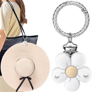 Hat Clip for Travel on Bag, Secure Mechanical Grip, Flower-Shaped Bag Charm Hat Clip for Travel on Bag, Secure Mechanical Grip, Flower-Shaped Bag Charm