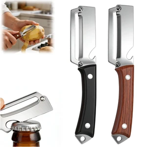 2PCS Multifunctional Vegetable Peeler for Kitchen, Premium Vegetable Peeler with Wooden Handle and Bottle Opener, Stainless Steel Blade Kitchen Tool for Fruit Apple Potato Pumpkin Papaya 2PCS Multifunctional Vegetable Peeler for Kitchen, Premium Vegetable Peeler with Wooden Handle and Bottle Opener, Stainless Steel Blade Kitchen Tool for Fruit Apple Potato Pumpkin Papaya