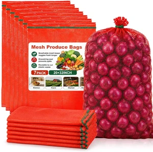 7 PCS Large Mesh Onion Bags - 60 lb Capacity Mesh Storage Produce Bags 7 PCS Large Mesh Onion Bags - 60 lb Capacity Mesh Storage Produce Bags