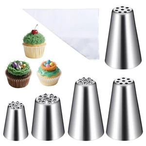 5 Pcs Grass Piping Tips, Stainless Steel Grass Icing Tips Set 5 Pcs Grass Piping Tips, Stainless Steel Grass Icing Tips Set