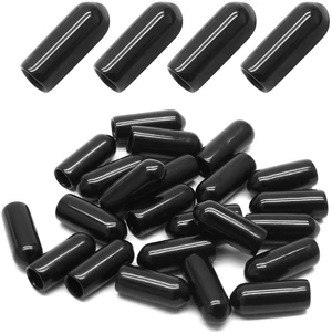 24 Pcs Round Rubber End Caps, 1/4" (6mm) ID, Black 24 Pcs Round Rubber End Caps, 1/4" (6mm) ID, Black