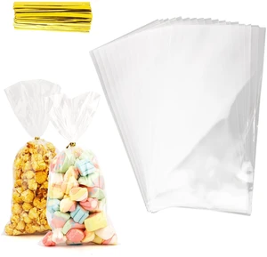 Cellophane Treat Bags, 100 PCS Clear Cellophane Bags, Plastic Cello Candy Cookies Goodie Gift Bag with 100 PCS Gold Twist Ties for Graduation Spring Birthday Party Favors Supplies 5x11 Inch Cellophane Treat Bags, 100 PCS Clear Cellophane Bags, Plastic Cello Candy Cookies Goodie Gift Bag with 100 PCS Gold Twist Ties for Graduation Spring Birthday Party Favors Supplies 5x11 Inch