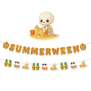 Summerween Party Decorations Summer Halloween Banner Spooky Ghost Pineapple Skull Garland for Hawaii Luau Tropical Birthday Decor Summerween Party Decorations Summer Halloween Banner Spooky Ghost Pineapple Skull Garland for Hawaii Luau Tropical Birthday Decor