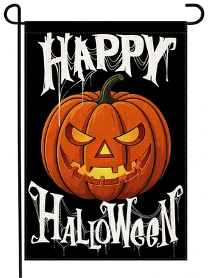 Happy Halloween Garden Flag 12x18 Inch Double Sided Burlap Scary Halloween Pumpkin Small Yard Flag for Outside Decoration (Halloween) Happy Halloween Garden Flag 12x18 Inch Double Sided Burlap Scary Halloween Pumpkin Small Yard Flag for Outside Decoration (Halloween)
