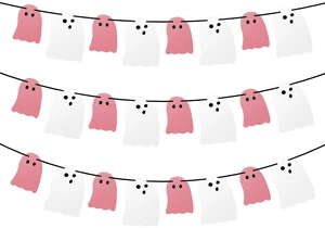 Cute Halloween Decorations Indoor, Pink White Hanging Ghosts Banners Halloween Decor 3 Pack Pre-Assembled, Ghost Garland Banner Decor for Party Home Room Wall Mantel Bedroom Office Classroom Cute Halloween Decorations Indoor, Pink White Hanging Ghosts Banners Halloween Decor 3 Pack Pre-Assembled, Ghost Garland Banner Decor for Party Home Room Wall Mantel Bedroom Office Classroom
