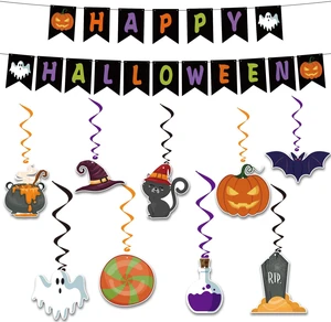 Halloween Party Decorations - Hanging Swirls Happy Halloween Banner | Spooky Pumpkin Ghost Bat Swirl Streamers | Halloween Party Favors Supplies Accessories for Home Wall Party Decor Outdoor Indoor Halloween Party Decorations - Hanging Swirls Happy Halloween Banner | Spooky Pumpkin Ghost Bat Swirl Streamers | Halloween Party Favors Supplies Accessories for Home Wall Party Decor Outdoor Indoor