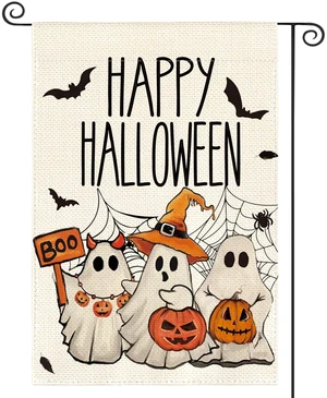 Ghost Happy Halloween Garden Flag 12x18 Inch for Outside Ghost Happy Halloween Garden Flag 12x18 Inch for Outside