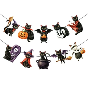 Black Cat Banner Cat Halloween Banner Black Cat Garland Backdrop Decoration | Black Cat Halloween Decor Cat Halloween Banner Garland for Home Office Holiday Party Decor Kids Adult Birthday Party Suppl Black Cat Banner Cat Halloween Banner Black Cat Garland Backdrop Decoration | Black Cat Halloween Decor Cat Halloween Banner Garland for Home Office Holiday Party Decor Kids Adult Birthday Party Suppl