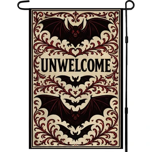 Halloween Decorations - Unwelcome Gothic Bat Halloween Garden Flag Halloween Decorations - Unwelcome Gothic Bat Halloween Garden Flag