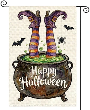 Halloween Cauldron Garden Flag 12x18 Inch Outside Halloween Cauldron Garden Flag 12x18 Inch Outside
