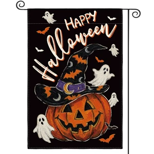 Jack-o'-Lantern Happy Halloween Garden Flag 12x18 Inch Jack-o'-Lantern Happy Halloween Garden Flag 12x18 Inch