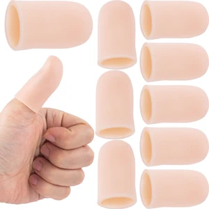 10PCS Silicone Finger Protectors, Gel Finger Support Cots, Fingertips Protection, Finger Sleeves, Short Thumb Guard for Finger Arthritis Cracking Pain Relief 10PCS Silicone Finger Protectors, Gel Finger Support Cots, Fingertips Protection, Finger Sleeves, Short Thumb Guard for Finger Arthritis Cracking Pain Relief
