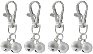 4 Pack Silver Metal Collar Bells for Dog Training - Heavy Duty Snap Cat Collar Accessories with Mini Silver Bells | Pet Training Collars Charm for Dog and Cat 4 Pack Silver Metal Collar Bells for Dog Training - Heavy Duty Snap Cat Collar Accessories with Mini Silver Bells | Pet Training Collars Charm for Dog and Cat