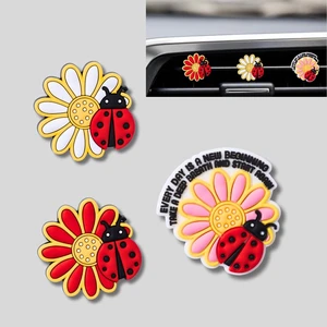 Flower Car Vent Clips Set, Daisy Car Accessories for Women, 3 Pack Flower Air Vent Clips with Ladybug Design, Floral Cars Decor Gifts for Women and Girls Flower Car Vent Clips Set, Daisy Car Accessories for Women, 3 Pack Flower Air Vent Clips with Ladybug Design, Floral Cars Decor Gifts for Women and Girls
