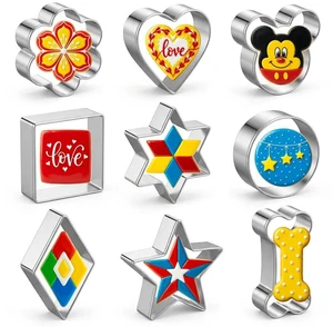 Metal Cookie Cutters Set 9Pcs - Stainless Steel Cookie Cutters includes Heart, Flower, Mouse, Round, Star, Square, Dog Bone Shapes for Baking or Party Decorations Metal Cookie Cutters Set 9Pcs - Stainless Steel Cookie Cutters includes Heart, Flower, Mouse, Round, Star, Square, Dog Bone Shapes for Baking or Party Decorations
