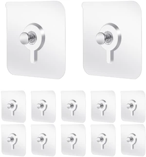12Pcs Adhesive Wall Hooks Drill Free, Plastic Picture Hangers Without Nails, Nail Free Wall Hangers Clear Foamboard Hanger No Nail Picture Hanging Hook for Kitchen 12Pcs Adhesive Wall Hooks Drill Free, Plastic Picture Hangers Without Nails, Nail Free Wall Hangers Clear Foamboard Hanger No Nail Picture Hanging Hook for Kitchen