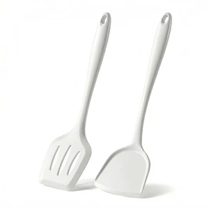 2-Pack Silicone Spatula Set, Heat Resistant Spatulas for Baking & Mixing, BPA-Free Solid & Slotted Turner for Non-Stick Pans, Kitchen Utensils for Scraping, Sauteing and Flipping (Cream) 2-Pack Silicone Spatula Set, Heat Resistant Spatulas for Baking & Mixing, BPA-Free Solid & Slotted Turner for Non-Stick Pans, Kitchen Utensils for Scraping, Sauteing and Flipping (Cream)