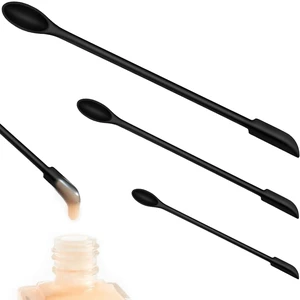 Silicone Spatula Set, Black, 3 Piece Multi-Size Pack, Long Handle Jar Scraper for Makeup and Lotion Bottles, Washable and Reusable Silicone Spatula Set, Black, 3 Piece Multi-Size Pack, Long Handle Jar Scraper for Makeup and Lotion Bottles, Washable and Reusable