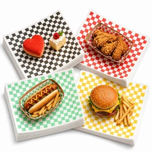 Paper Sheets, 100 Count 7 x 7 Inch Checkered Wax Paper Liners Paper Sheets, 100 Count 7 x 7 Inch Checkered Wax Paper Liners
