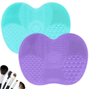 2 Pcs Silicone Make Up Brush Cleaning Mat, Makeup Brush Cleaner Mats 2 Pcs Silicone Make Up Brush Cleaning Mat, Makeup Brush Cleaner Mats