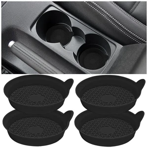 4PCS 2.75 Inch Deep Silicone Cup Holder Coasters, Black 4PCS 2.75 Inch Deep Silicone Cup Holder Coasters, Black