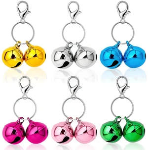 6 Pack Pet Bells for Dog Cat Collars, with Metal Keychain Clip 6 Pack Pet Bells for Dog Cat Collars, with Metal Keychain Clip