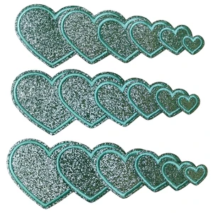 18pcs Mint Green Heart Iron On Patches, 6 Sizes Glitter Heart Embroidered Patch Cute Applique DIY Decorative Accessories for Clothes Backpacks Jackets Hats 18pcs Mint Green Heart Iron On Patches, 6 Sizes Glitter Heart Embroidered Patch Cute Applique DIY Decorative Accessories for Clothes Backpacks Jackets Hats
