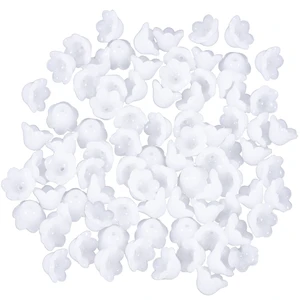 100pcs Trumpet Flower Beads, Glass Flower Beads for Jewelry Making, Mini Flora Charms for Making Necklace Bracelets Earrings Home Decor DIY Craft- White 100pcs Trumpet Flower Beads, Glass Flower Beads for Jewelry Making, Mini Flora Charms for Making Necklace Bracelets Earrings Home Decor DIY Craft- White
