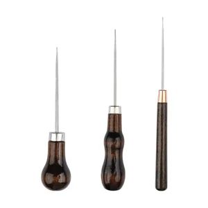 3 PCS Scratch Awl Tool Sewing Set with Handwood Handle for Leather Awl Punch Tools Hole Craft Repair Shoes Sewing Crochet or DIY Handmade Stitch 3 PCS Scratch Awl Tool Sewing Set with Handwood Handle for Leather Awl Punch Tools Hole Craft Repair Shoes Sewing Crochet or DIY Handmade Stitch