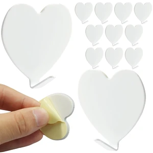 White Heart Shaped Decorative Wall Hooks, 12 Pack, Stainless Steel | Strong Adhesive Mount, Purse Hanger for Home Kitchen Bathroom Office White Heart Shaped Decorative Wall Hooks, 12 Pack, Stainless Steel | Strong Adhesive Mount, Purse Hanger for Home Kitchen Bathroom Office