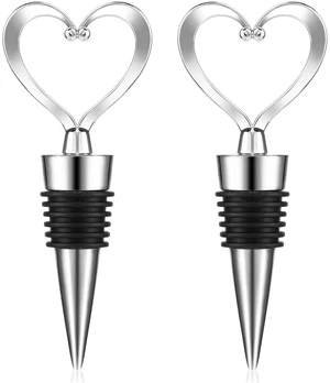 COMNICO Heart Wine Stopper Decorative Beverage Bottle Sealers Cover Wine Outlet Cap Reusable Rubber Plug Cork Sealing Saver for Wine Champagne Beer Collection Silver 2 pack COMNICO Heart Wine Stopper Decorative Beverage Bottle Sealers Cover Wine Outlet Cap Reusable Rubber Plug Cork Sealing Saver for Wine Champagne Beer Collection Silver 2 pack
