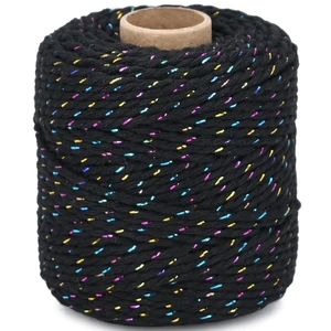 Iridescent Multicolor and Black Cotton Twine String, 164 Feet, 2mm Thick, for Crafts, Gift Wrapping, Home Decor Iridescent Multicolor and Black Cotton Twine String, 164 Feet, 2mm Thick, for Crafts, Gift Wrapping, Home Decor